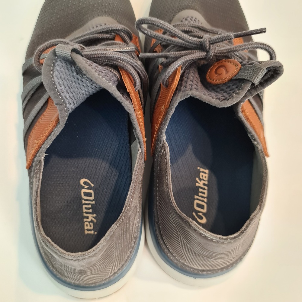 OluKai Mio Li Mens Charcoal Gray Mesh Boat Shoes Sneakers 11 Drop in Heel EUC - Picture 8 of 11